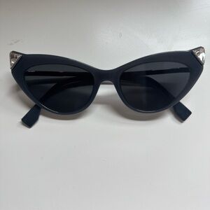 Fendi Grey Cat-Eye Sunglasses with Silver Accents